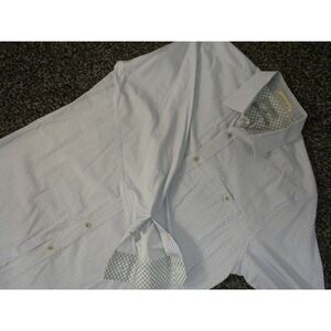 Ted Baker London Dress Shirt Size 4 L Blue Geometric Button Up Long Sleeve Cuffs